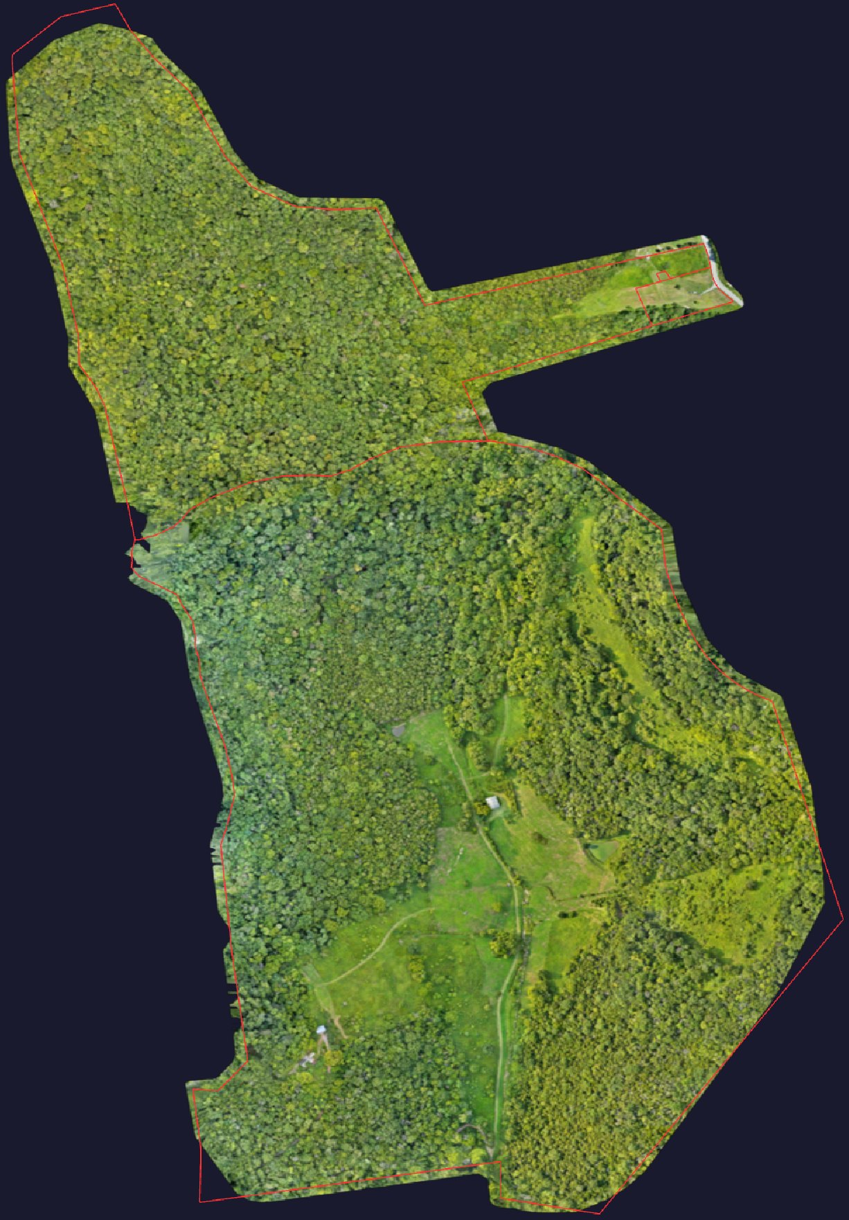 200 Rough Point Lane orthophoto map with surveyed parcel boundary overlay — click to open the live interactive map